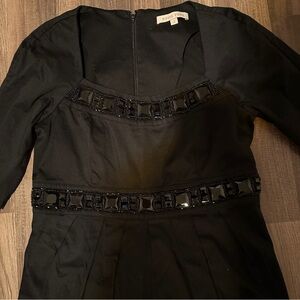 Rosie Pope Black Midi Dress with Beaded Accents